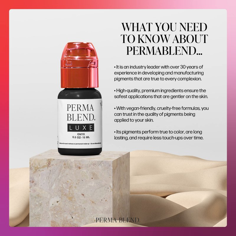 Perma Blend Luxe - Onyx - Microblading Ink for Permanent Eyeliner - Professional Tattoo Ink - Black Tattoo Ink Makeup - Vegan (0.5 oz)