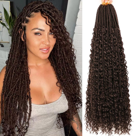 Soft Boho Locs Crochet Hair-30Inch 8Packs Goddess Faux Locs for Black Women(#4, 30 Inch(Pack of 8))