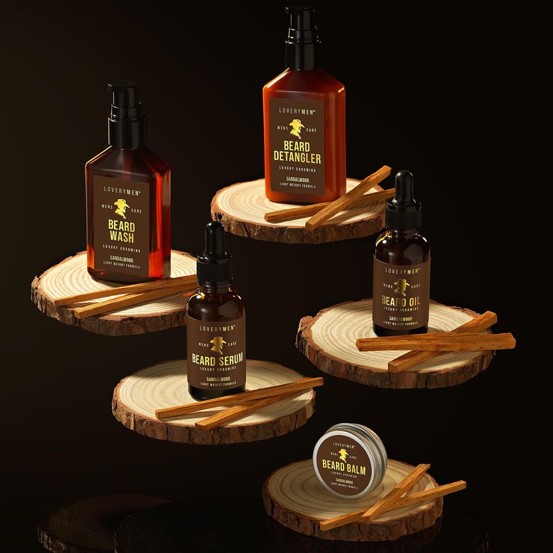 LOVERY Beard Care Kit for Men, Sandalwood Mens Grooming Kit with Straight Edge Razor, Beard Oil, Balm, Wash, Detangler, Brush & More - 11pc Birthday Gift for Him, Dad, Boyfriend, Gifts for Men