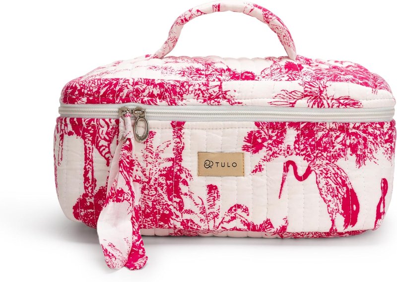 Blockprint Makeup Bag - Large Waterproof Organizer | Stylish Boho Toiletry Pouch for Women