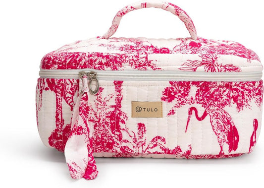 Blockprint Makeup Bag - Large Waterproof Organizer | Stylish Boho Toiletry Pouch for Women