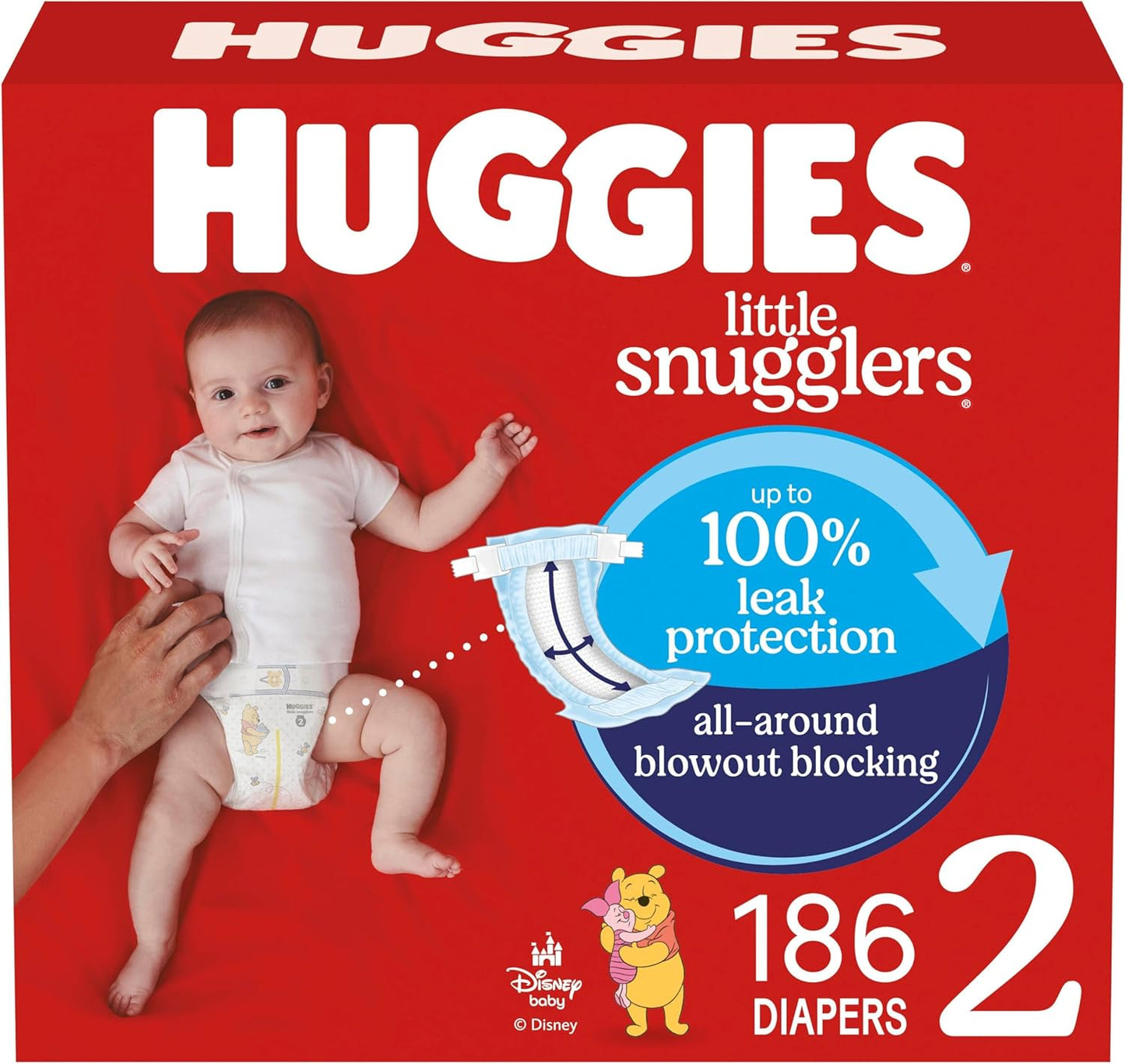 Huggies Little Snugglers Size 2 Diapers - 186 Count (12-18 lbs) | Soft & Absorbent Baby Care