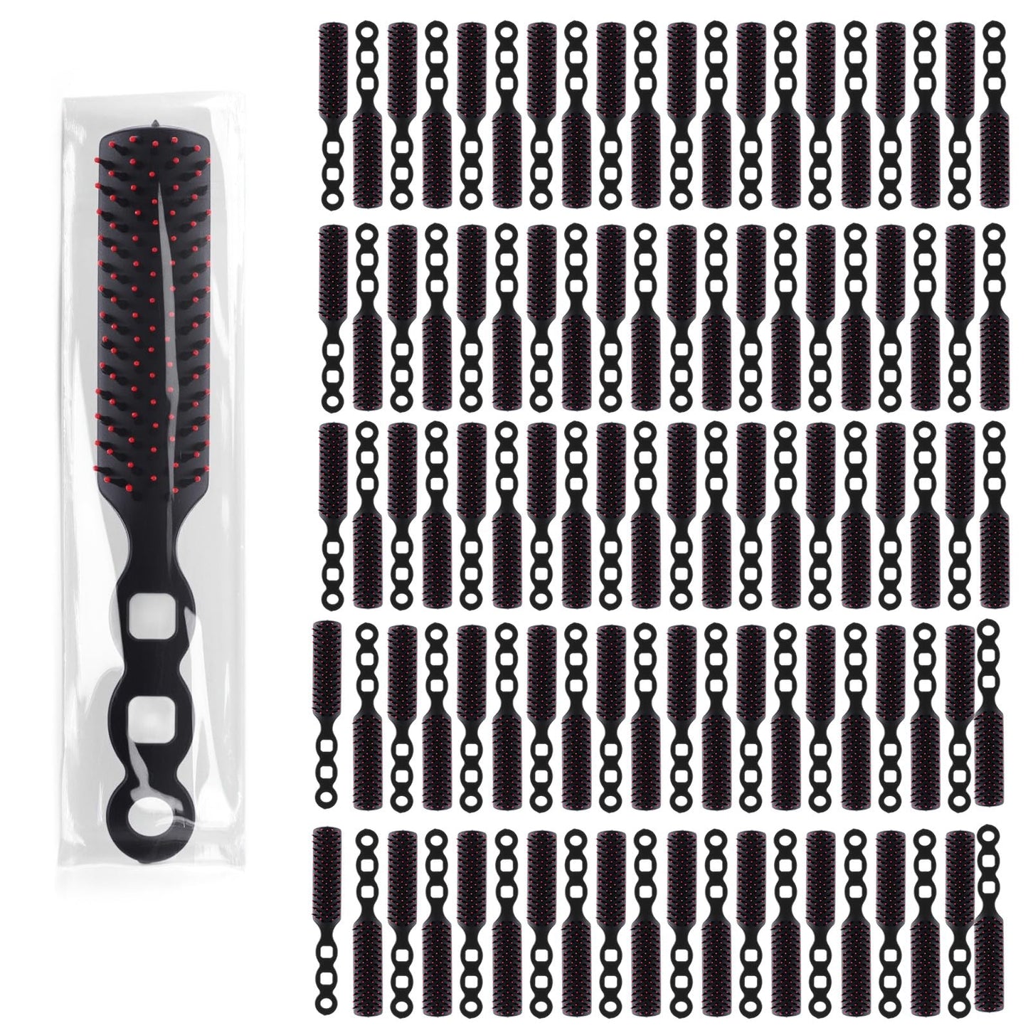 Molain 100 Pcs Bulk Hair Brushes, Individually Wrapped Hair Brush Bulk for Homeless Supplies, Disposable Hairs Brushes Nylon Bristle Detangling Hairs Brush for Charity Donation, Hotel, Shelter, Home