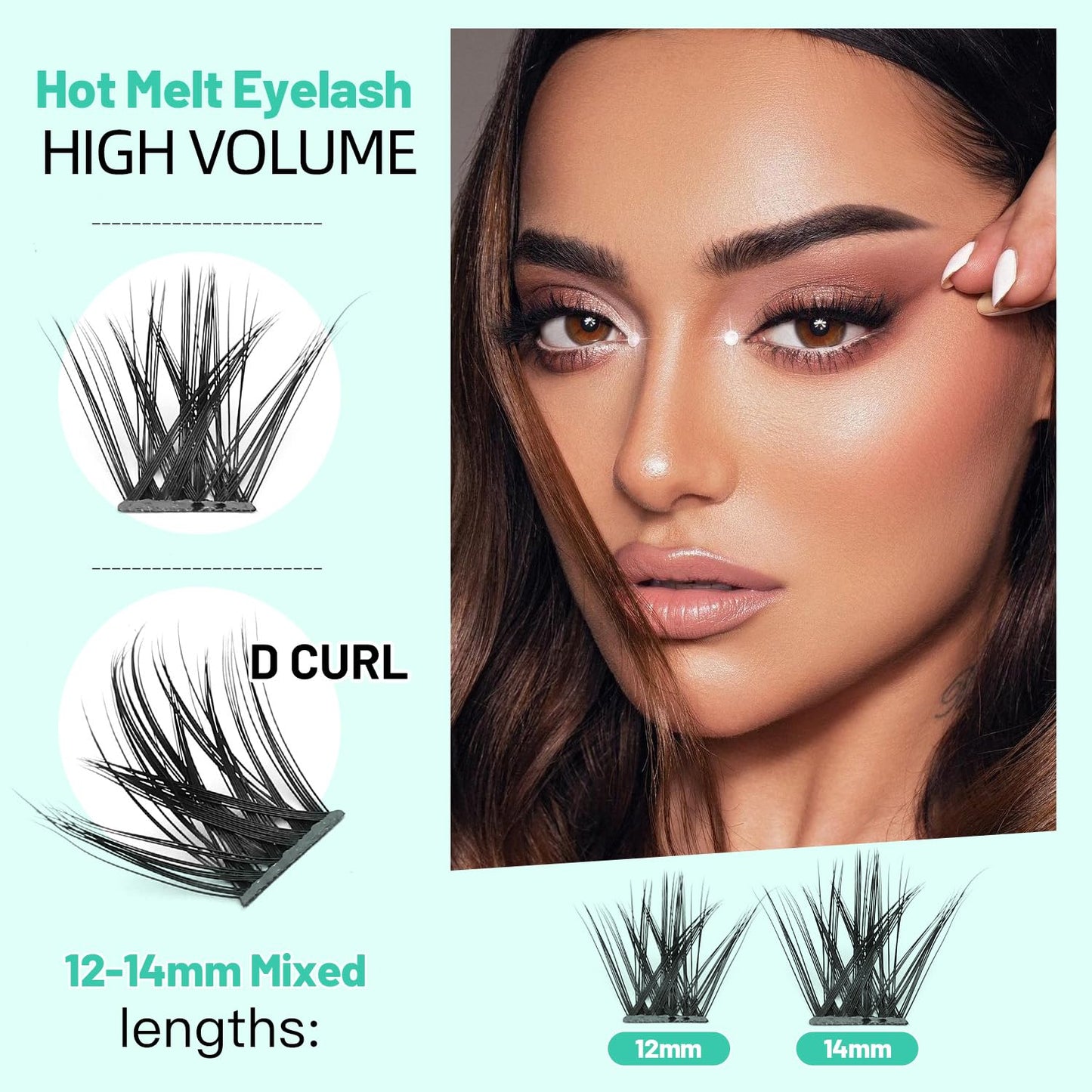 Bodermincer Lashes Clusters 10+12mm/12+14mm/14+16mm/16+18mm/10-12-14-16mm/14-16-18mm Mixed and 8-20mm to Choose Lashes Extension Kit lash Clusters Lashes Wispy Eyelash Extension (12+14mm Mixed)
