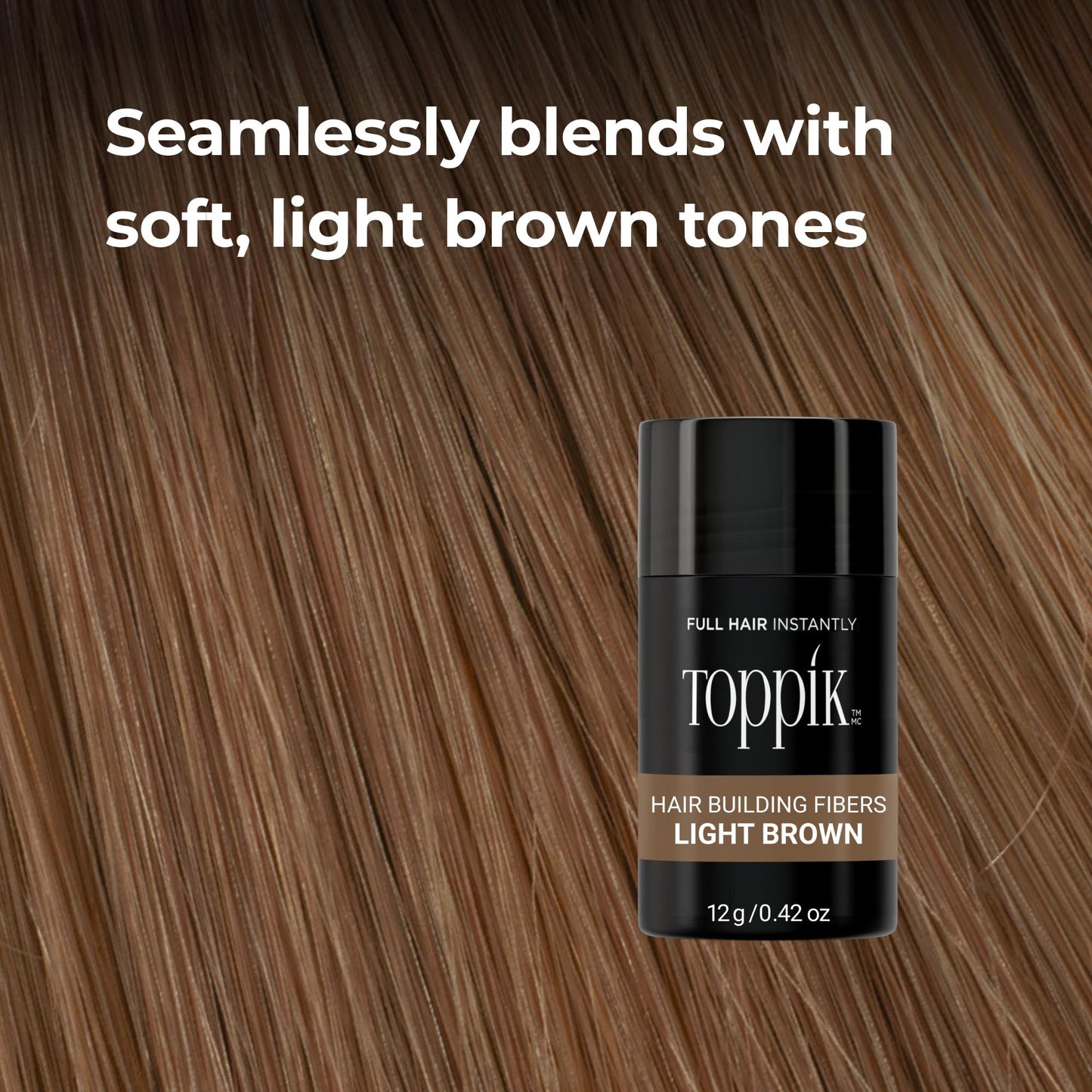 Toppik Hair Building Fibers, Light Brown, 0.11 Ounce Fill In Fine or Thinning Hair, Instantly Thicker, Fuller Looking, 9 Shades for Men & Women, Keratin Protein Formula