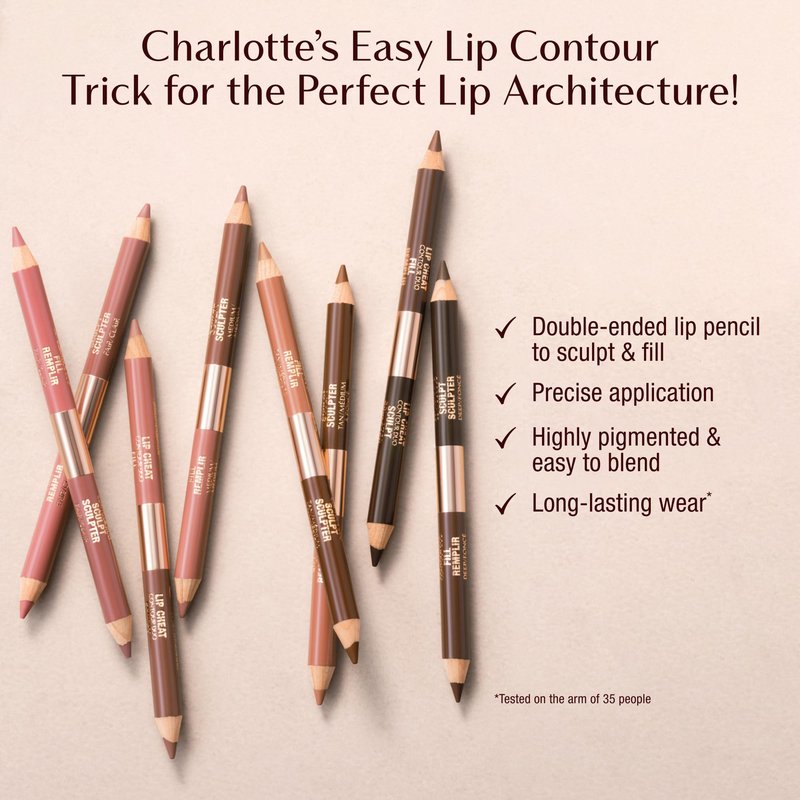 Charlotte Tilbury Lip Cheat Contour Duo - Dual-Sided Lip Liner Pencil to Sculpt & Fill for an Easy Contour Effect - Helps Prevent Lipstick Feathering - Deep