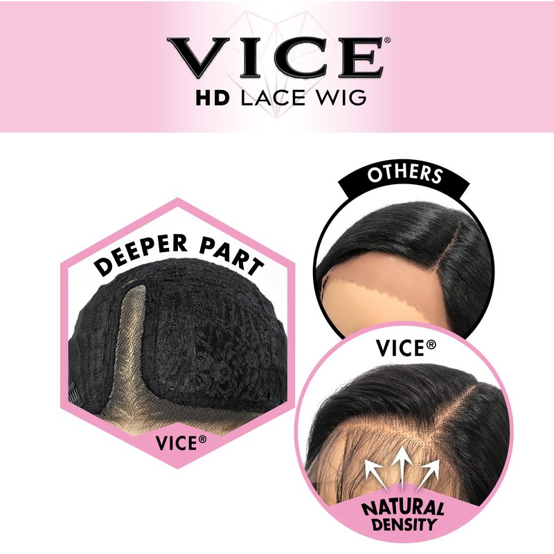 Sensationnel Vice Lace Front Wigs - Unit 14 5 Inch Deep Part Synthetic Preplucked Hairline (1B OFFBLACK)