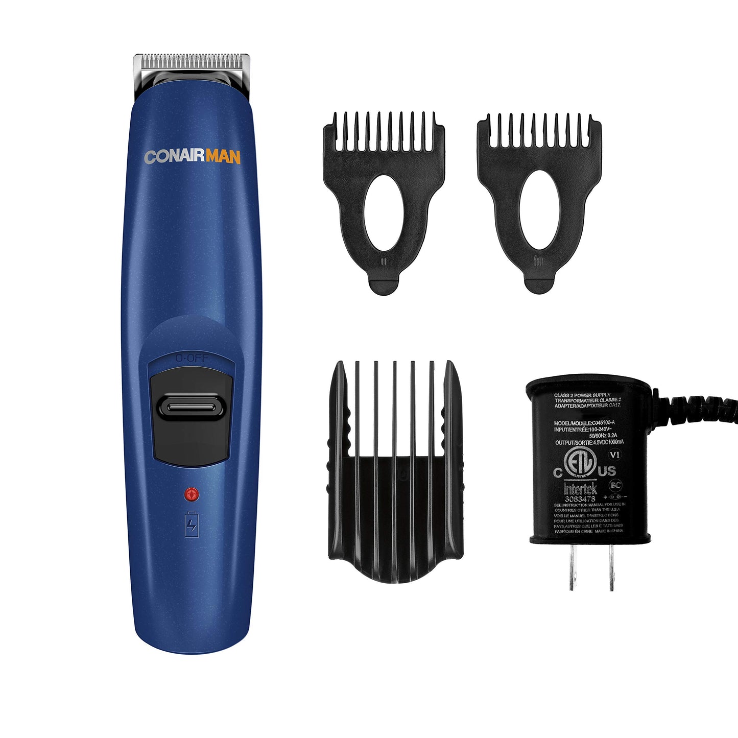 ConairMAN Beard Trimmer for Men Includes Nose and Ear Hair Trimmer and with 5-Position Comb Attachment, 5 piece Men's Grooming Kit, Battery Operated