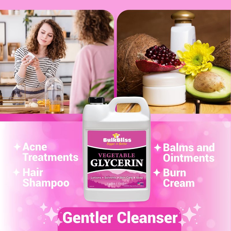 BulkBliss Vegetable Glycerine Food Grade, Non-GMO for Skin, Crafts - 1 Gallon Glycerin Liquid