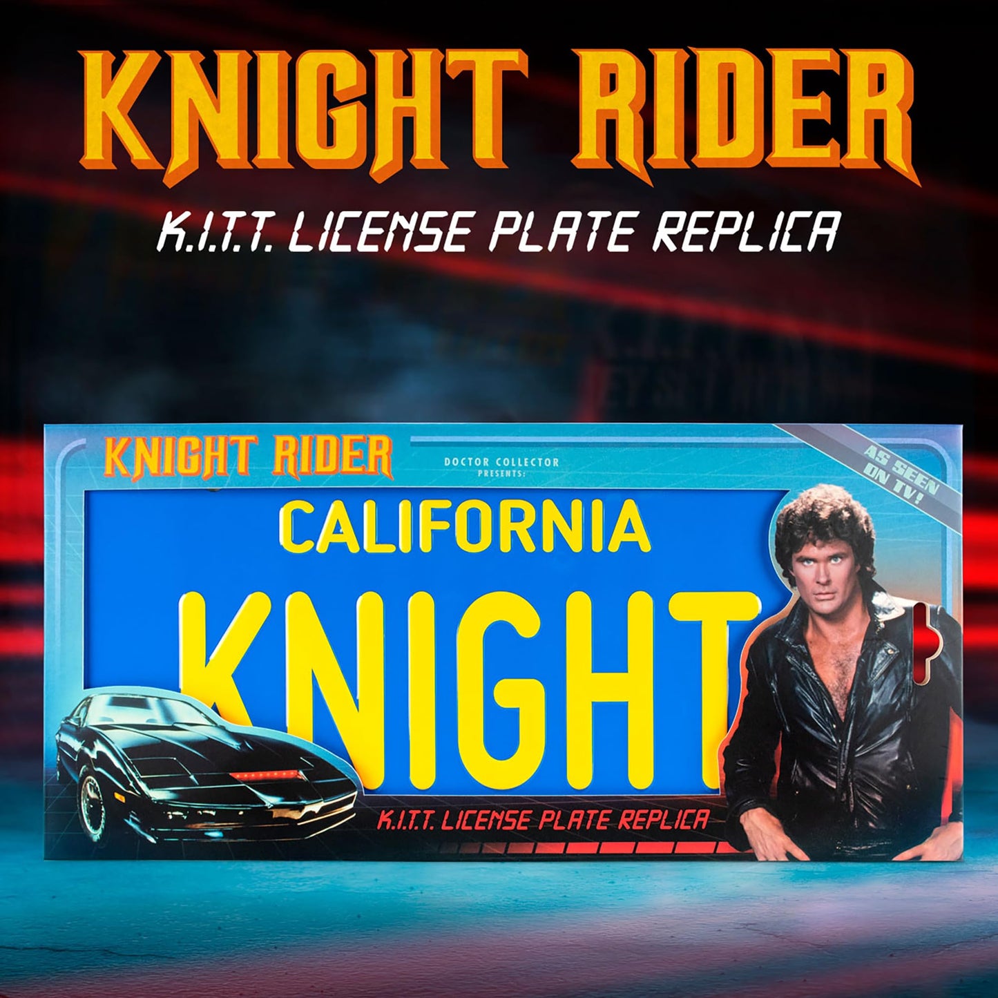 Doctor Collector: Knight Rider - K.I.T.T. License Plate Replica - Officially Licensed Collectible Based On The Hit Franchise, 80's TV Memorabilia