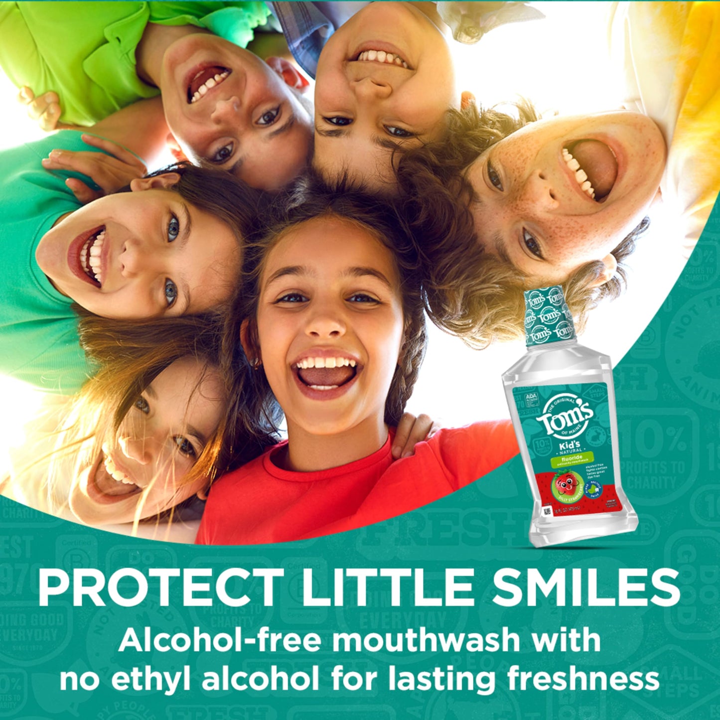 Tom's of Maine Children's Anticavity Fluoride Rinse Mouthwash, Silly Strawberry, 16 Fl Oz (Pack of 6) (Packaging May Vary)