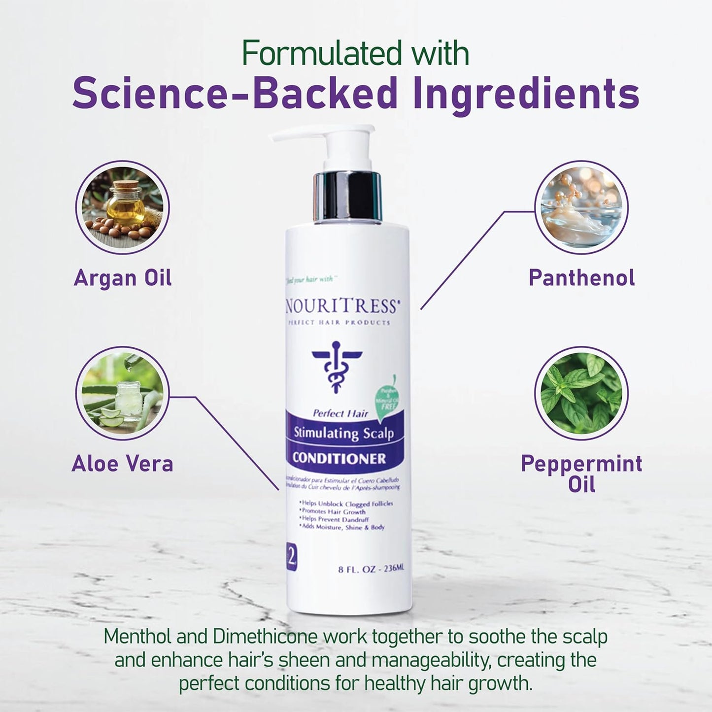 NouriTress Stimulating Scalp Conditioner - Deep Conditioner for Dry Scalp Treatment with Peppermint & Argan Oil | 8oz