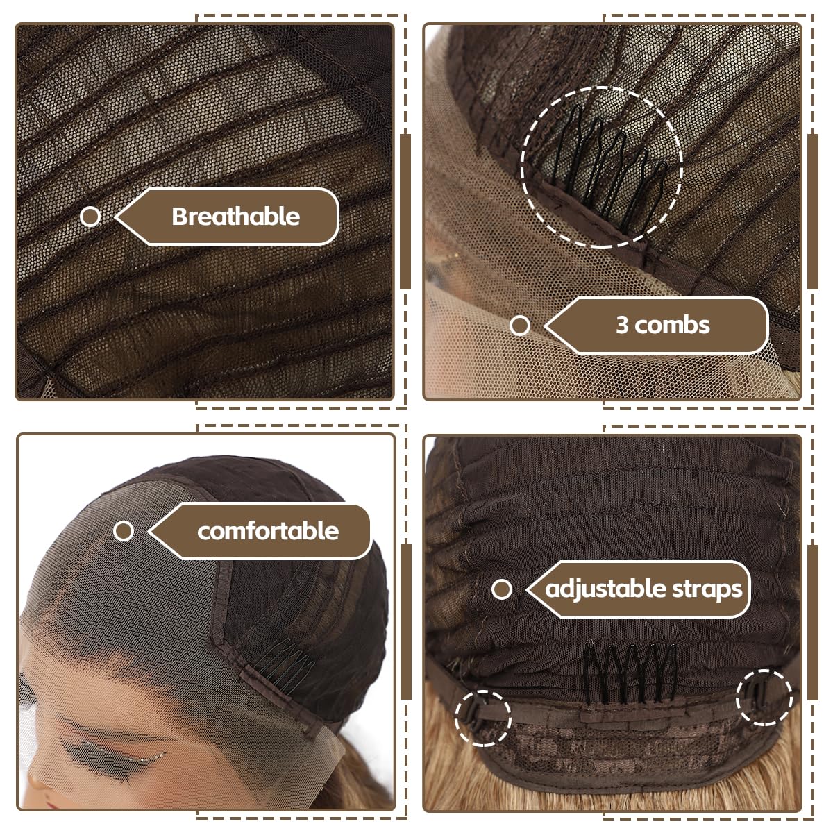 Blonde Lace Front Wig - 13x4 Long Wavy Synthetic Hair with Ash Blonde Tips | 26 Inch Pre-Plucked Natural Hairline for Daily & Party Use