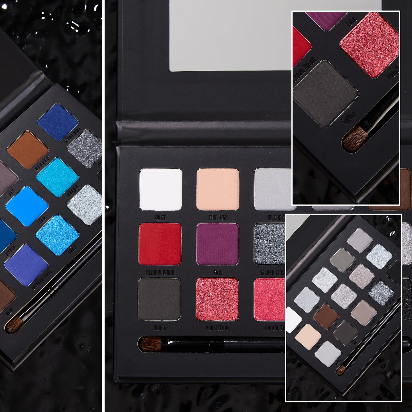 VANERIA Black Smokey Eye shadow Palette,15 Colors Matte Glitter Metalli Eyeshadow Palette,Long Lasting Waterproof Pallete