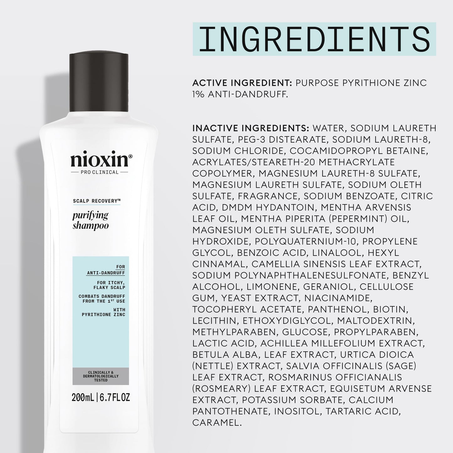Nioxin Scalp Recovery Purifying Shampoo | For Itchy, Flaky Scalp | Anti-Dandruff | Formulated with Pyrithione Zinc