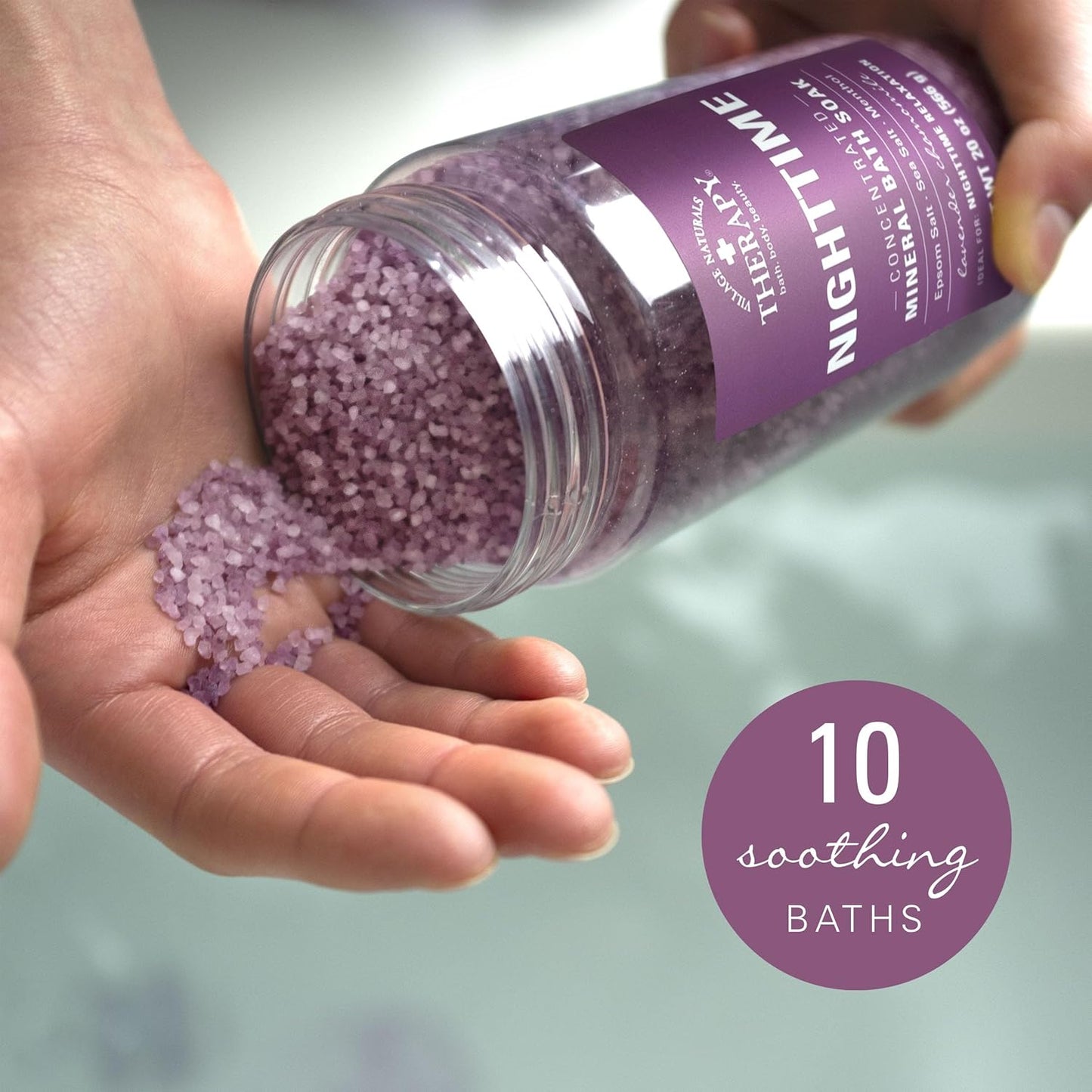Nighttime Concentrated Mineral Bath Soak - Village Naturals Therapy | 20 oz, Pack of 4