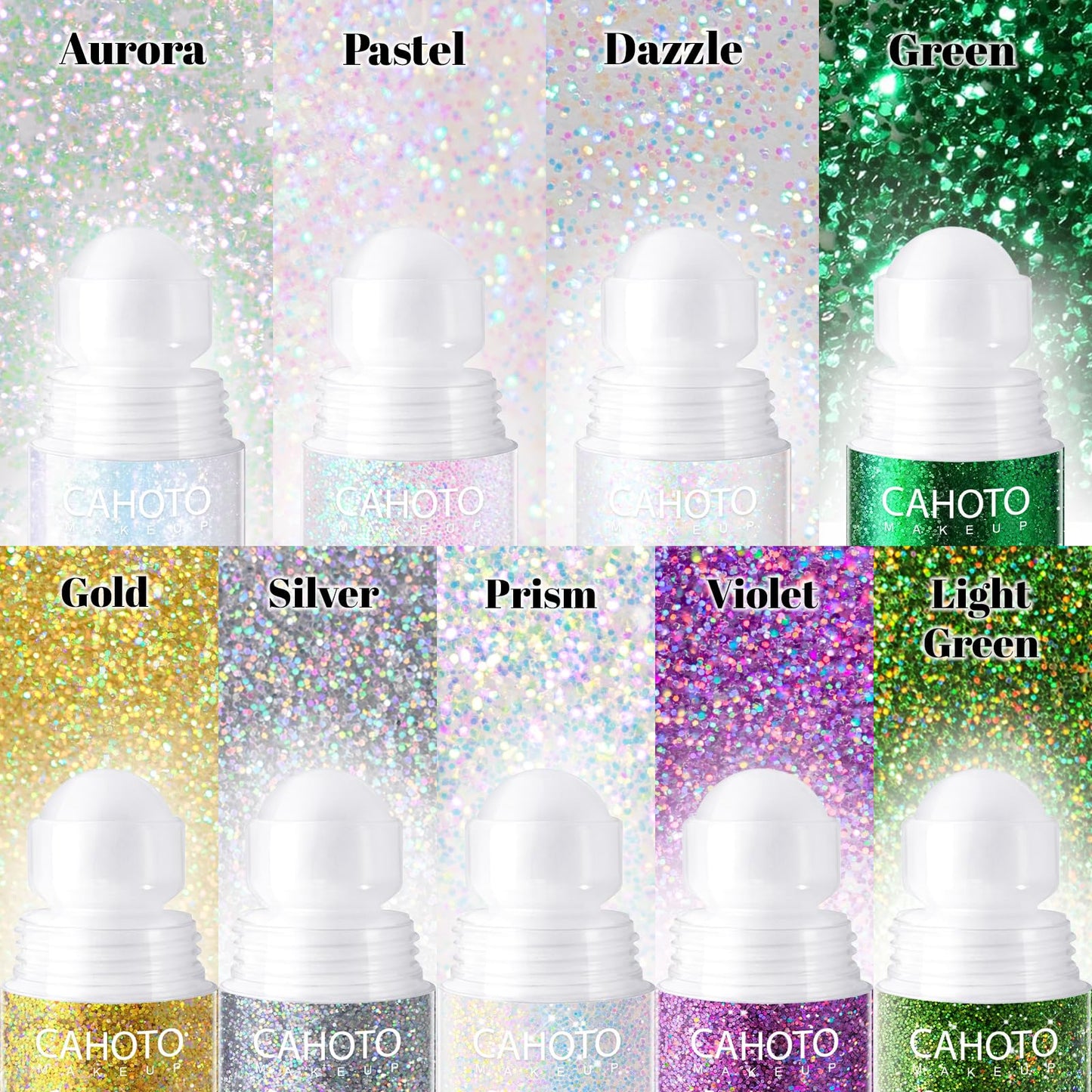 CAHOTO Dazzle Roll-on Glitter for Face Body and Hair, Mermaid Sparkling Holographic Shimmer, Chameleon Color Rolling Sequins for Concerts Rave Festival Halloween Party Carnival, 1.02fl.oz