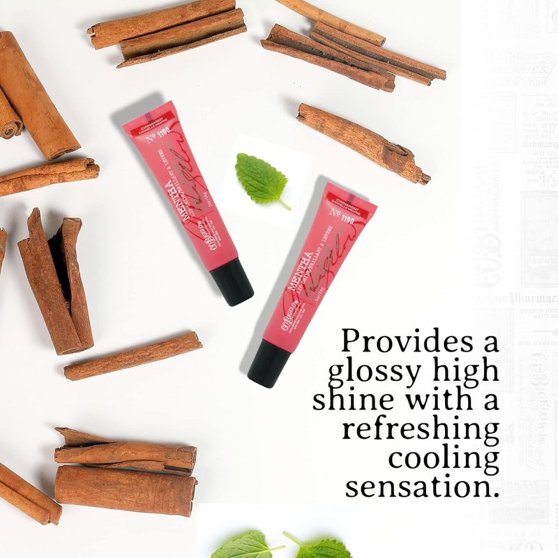 C.O. Bigelow Cinnamint Mentha Lip Shine Balm - Pack of 3 | High Gloss Cinnamon & Peppermint Oil, 0.5 oz