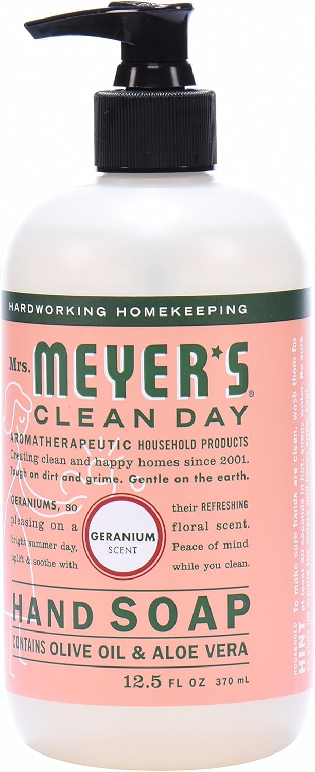 MRS. MEYER'S CLEAN DAY Hand Soap - Geranium Scent with Essential Oils | 12.5 fl. oz, Pack of 6