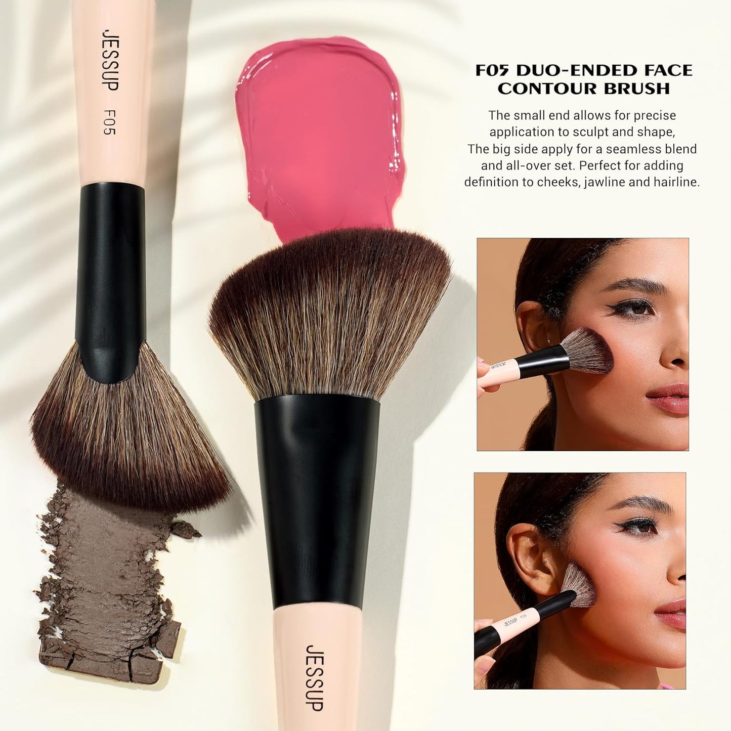 Face Makeup Brushes Set - 5-Piece Professional Makeup Brush Kit for Flawless Application | T493 & T508