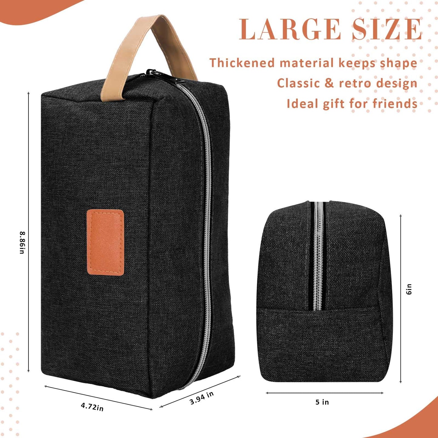 Paterr 8 Pieces Groomsmen Gift Bags Toiletry Bag for Men Hanging Travel Toiletry Bag Water Resistant Shaving Bag Portable Storage Bags Christmas Gifts(Black)