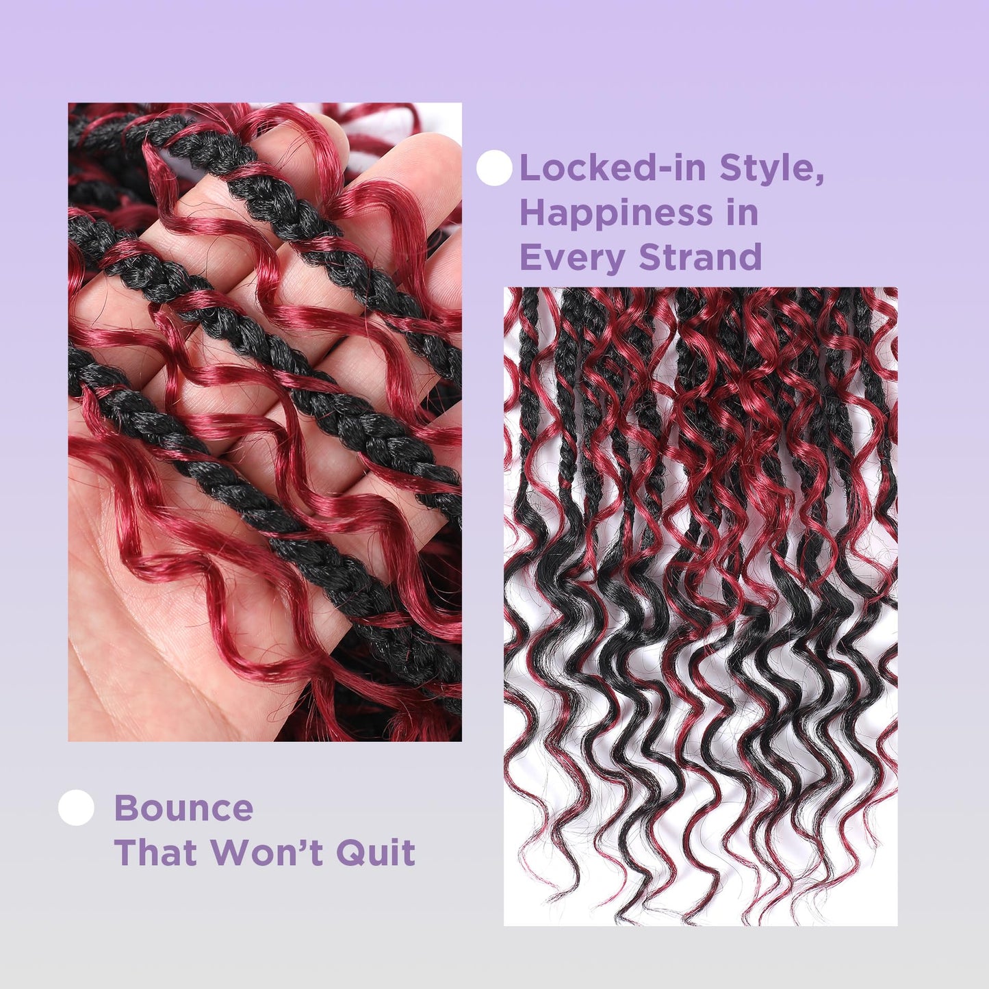 SALANNO Tornado Colorful Spirals Goddess Pre-looped Box Braid Extensions Crochet Hair for Black Women - Synthetic Boho Crochet Braids with Curly Ends(14inch, 9packs, 1B/132)
