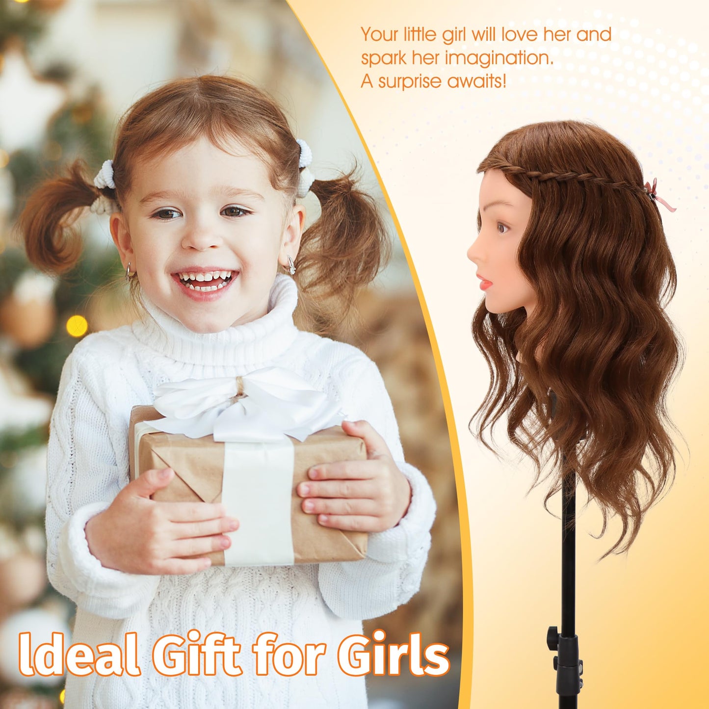Mannequin Head with 100% Human Hair Dark Brown Doll Head