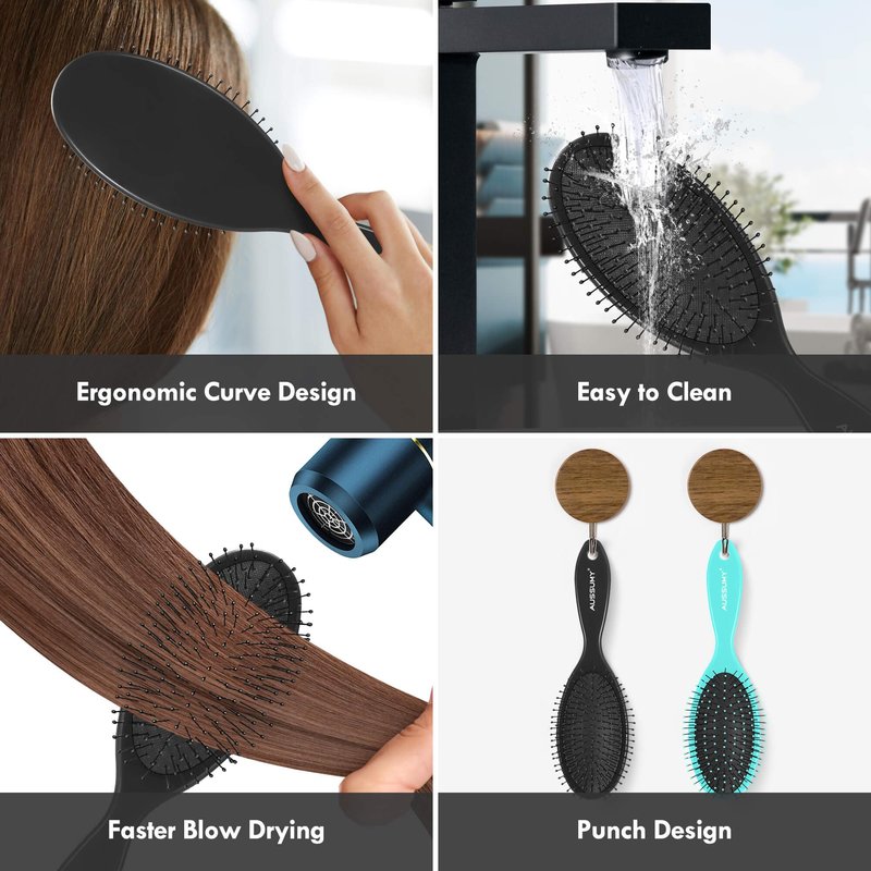 Aussumy 4 Pack Detangling Hair Brush - Air Cushion Detangler Hairbrush with Ultra Soft Bristles for Effortless Tangle Removal For Wet Dry Damaged Curly Fragile Hair for Women Men Boys Girls Adult Kids