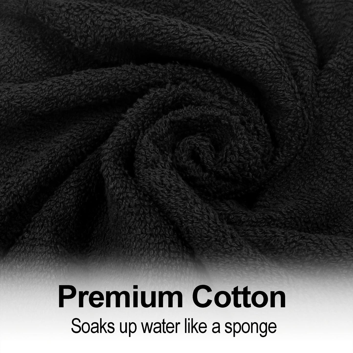 Eurow Ultra-Soft & Absorbent Cotton Salon Towels for Home, Beauty, Gym & Professional Salons, Fast-Drying for Hair, Hands & Spa Use, Durable & Machine Washable, 16" x 27", 24-Pack, Black