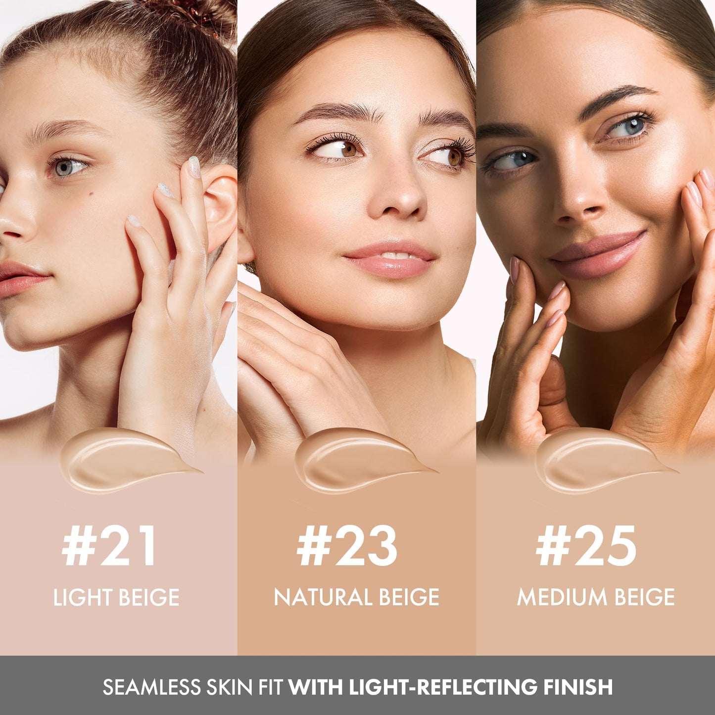 ELROEL Blending Cushion 4-in-1 Korean Cushion Foundation with Italian Caviar, Collagen & Hyaluronic Acid - 12HR Long Lasting, Hydrating & Age-Defying Makeup Concealer 0.44 oz (#23 Natural Beige)