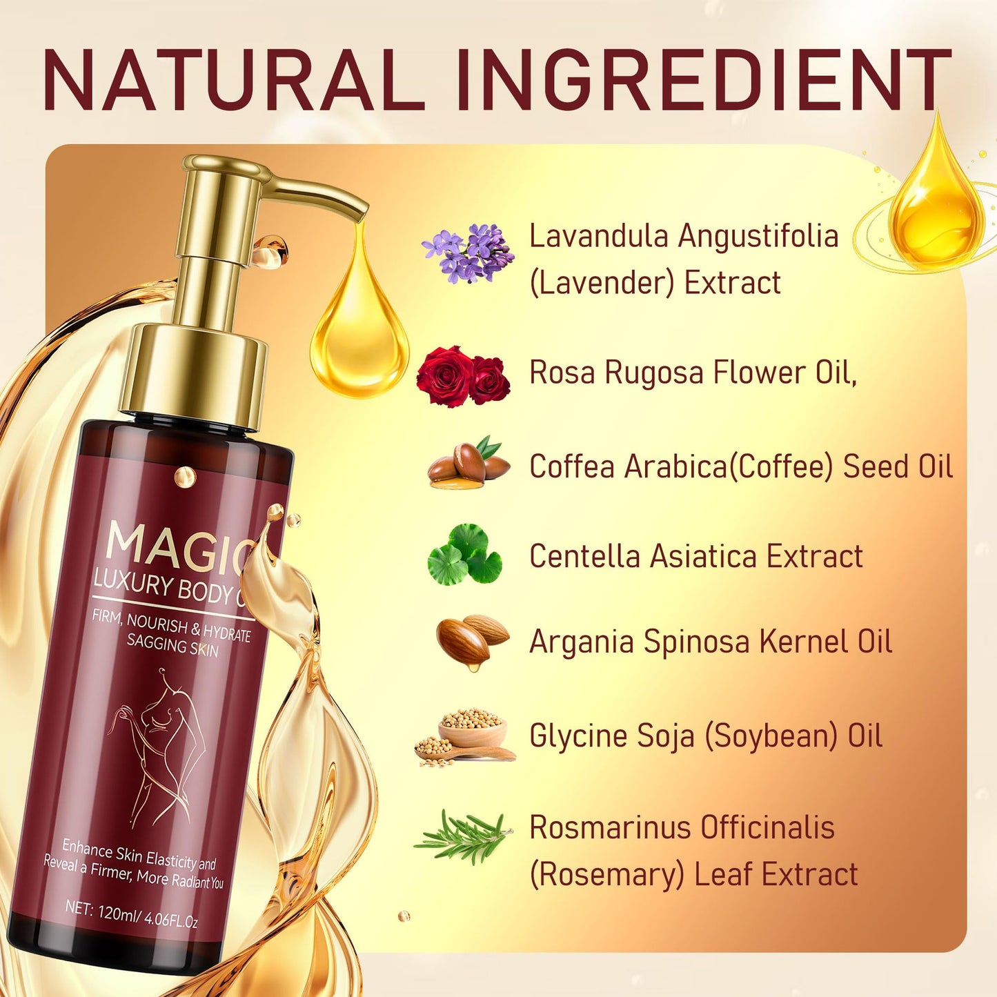 Trihood Body Firming Oil – Nourishing & Hydrating Dry Oil with Vitamin E & Natural Oils, Fast-Absorbing Serum for Crepe Skin, Helps Improve Elasticity & Smooth Skin Appearance, Full Body Care, 120ML