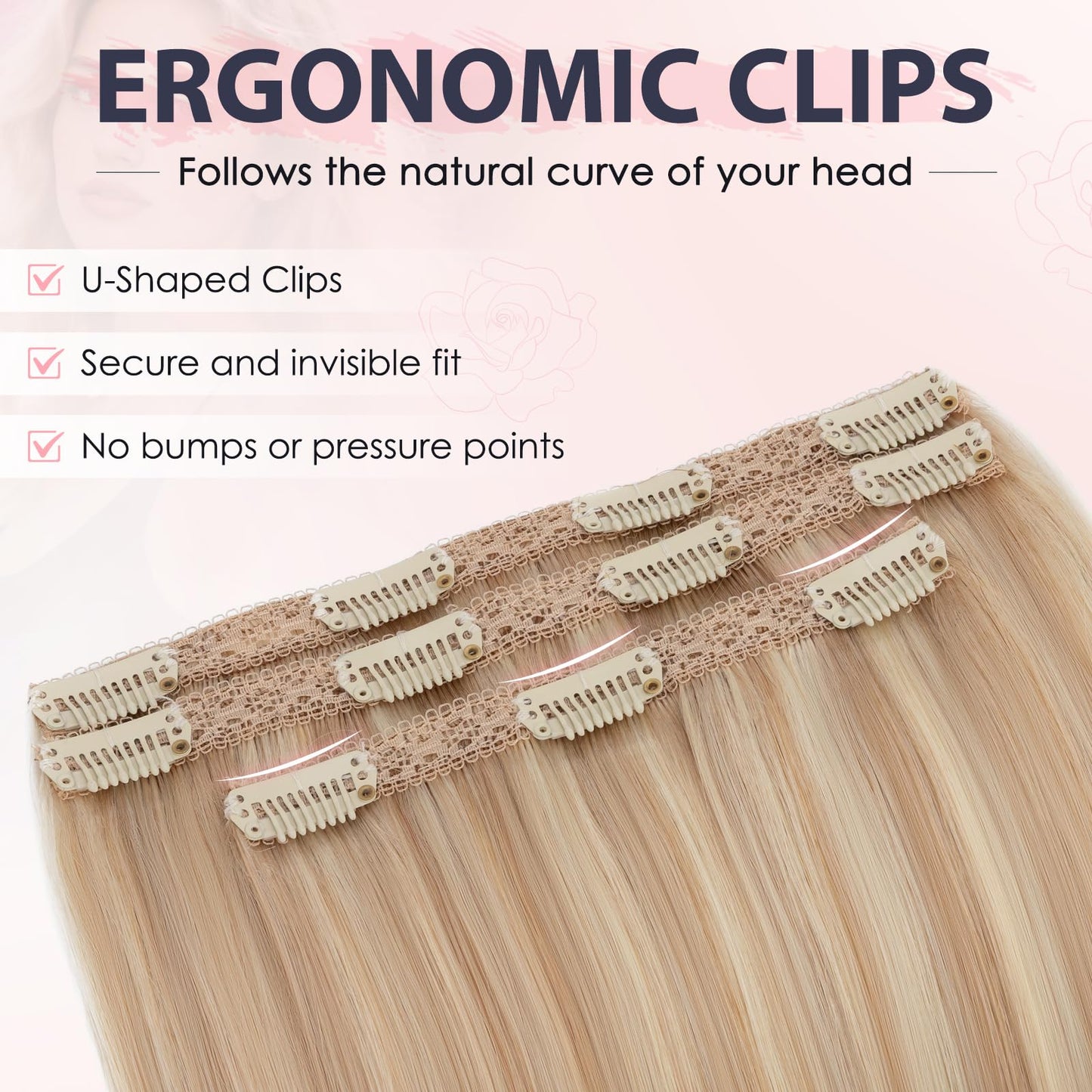 TESS 3 PCS Hair Extensions Clip ins Real Human Hair Straight Hair Extension for Women Soft Lace Wefts Invisible Clip in 16 Inches Camel Mixed Light Gold