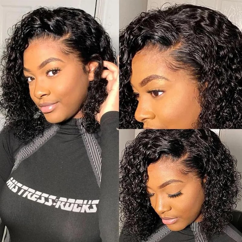 Adette 13x4 Lace Frontal Wig - Water Wave Human Hair for Black Women | Natural Black Color (12 Inch)