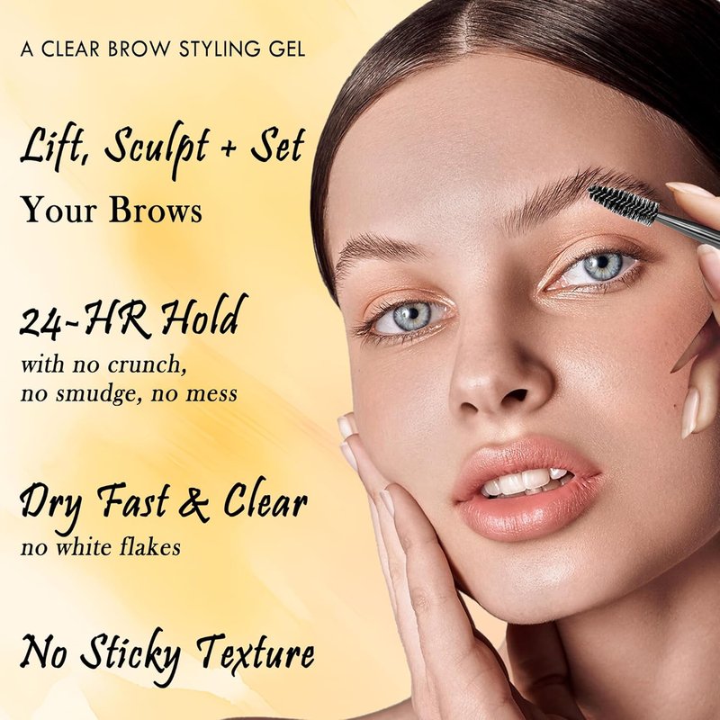 Super Hold Clear Eyebrow Gel - Waterproof Long-Lasting Brow Styling Glue | Fast-Dry Vegan Formula (2-Pack)
