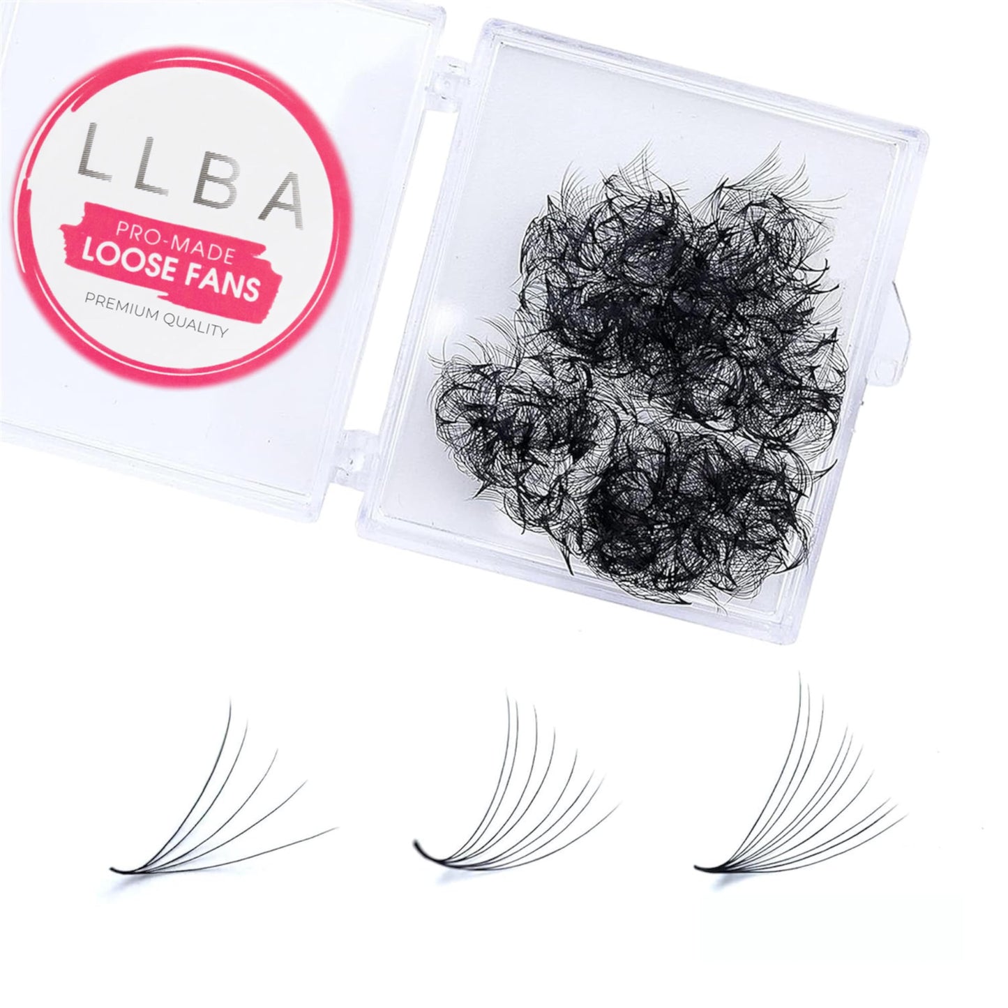 LLBA Promade Fans | Handmade Volume Eyelashes | Multi Selections From 3D To 16D | C CC D DD L M Curl | Thickness 0.03 ~ 0.1 mm | 8 - 20mm Length | Long Lasting | Easy Application (7D-0.05 D 10 mm)