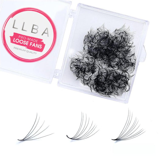 LLBA Promade Fans | Handmade Volume Eyelashes | Multi Selections From 3D To 16D | C CC D DD L M Curl | Thickness 0.03 ~ 0.1 mm | 8 - 20mm Length | Long Lasting | Easy Application (18D-0.03 CC 13 mm)
