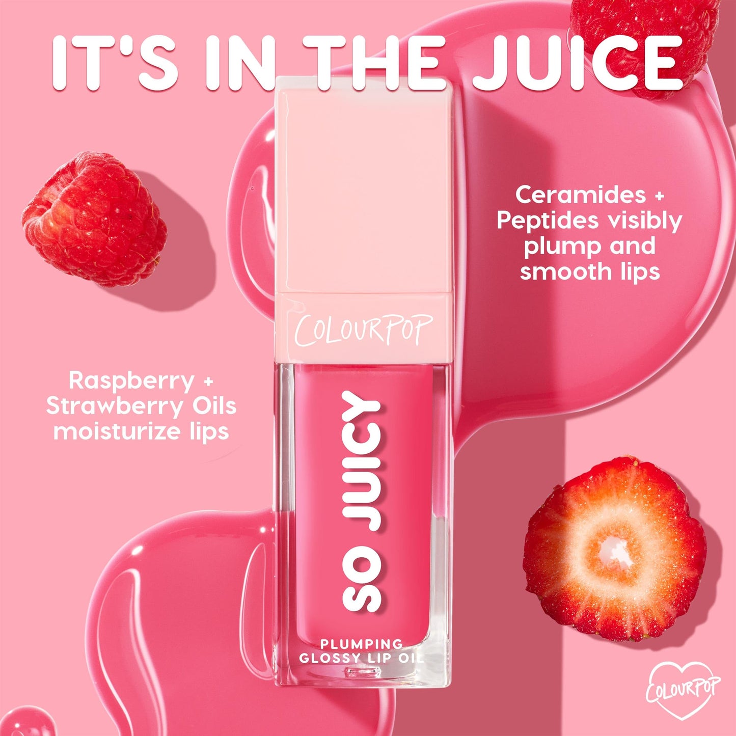 ColourPop So Juicy Plumping Glossy Lip Oil - Hydrating & Plumping Lip Oil with a Sheer Wash of Non-Sticky Color - Infused with Peptides, Ceramides & Ginger