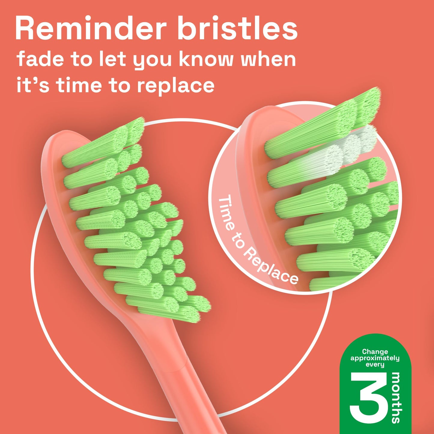 Brushmo Replacement Toothbrush Heads, Compatible with Philips One for Sonicare Electric Toothbrush Handles HY1022, 4 Standard Heads with Tongue Cleaner, Soft Dupont Bristles, BM124m, Miami Coral