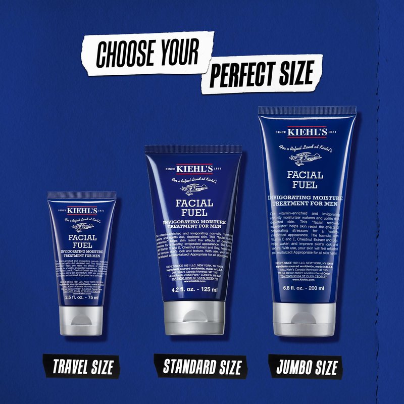 Kiehl's Facial Fuel Moisturizer, Men's Face Cream, with Vitamin C and Caffeine that Contain Antioxidants to Help Energize and Reduce Dullness, Non-Greasy, Paraben, and Sulfate Free - 2.5 fl oz