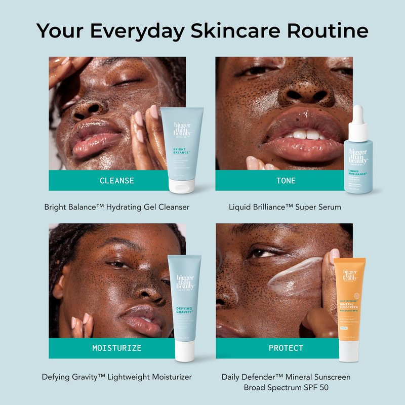 Bigger Than Beauty Skincare, Daily Defender Broad Spectrum SPF 50 Mineral Sunscreen with Hyaluronic Acid, Vitamin C & Niacinamide (as Vitamin B3), Lightweight UVA & UVB Protection, Skin Care, Untinted