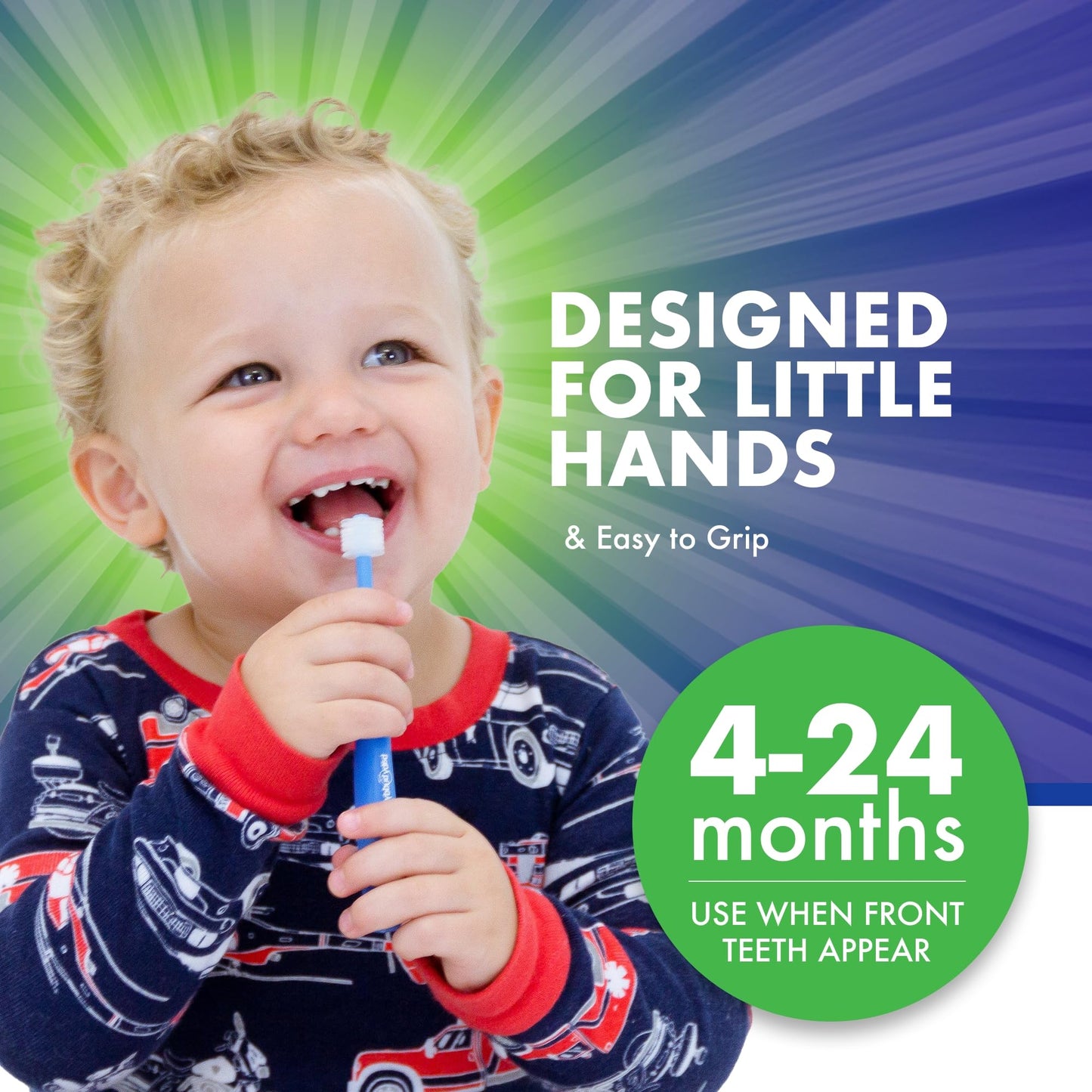 Brilliant Oral Care Baby Toothbrush with Soft Bristles and Round Head, for a Toddler Approved, Easy to Use All-Around Clean Mouth, 4-24 Months, When Front Teeth Appear, Blue Mint Yellow, 3 Pack
