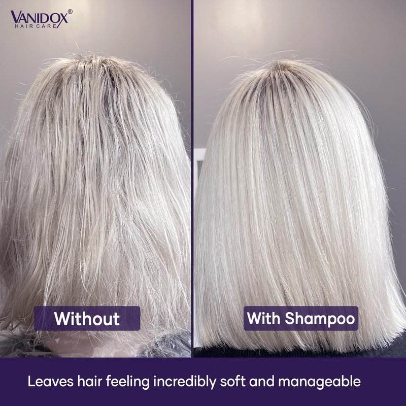 VANIDOX Sulfate Free Brass Toning Purple Shampoo and Conditioner Set for Grey and Silver Hair, Moisturizing & Color-Safe, Enhances Shine & Brightness, Made in USA (16 fl oz each)