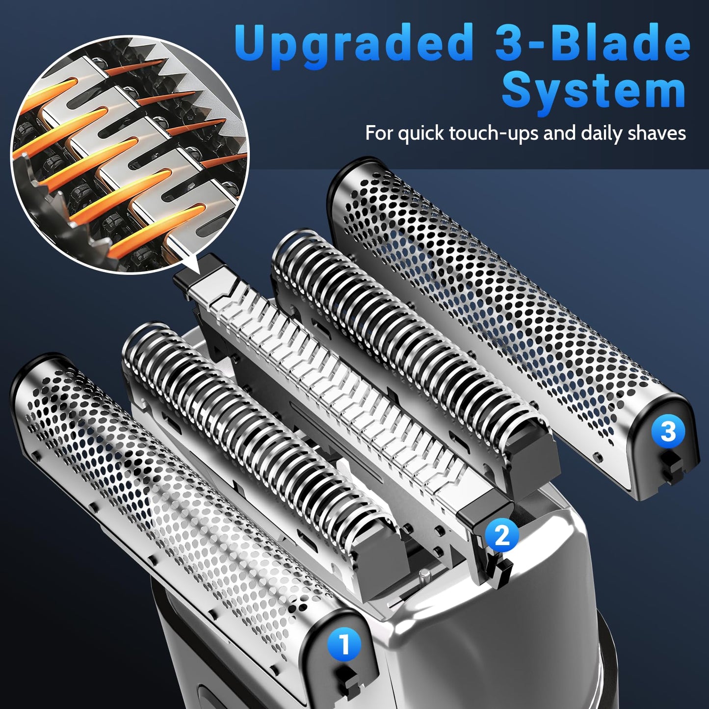 YOXSPD Electric Foil Shavers for Men: Mini Electric Razor with 3 Floating Blades, LED Display, Dual Speed - IPX7 Waterproof Wet/Dry Cordless Razor, USB Fast Charging, Travel Lock (Gray)