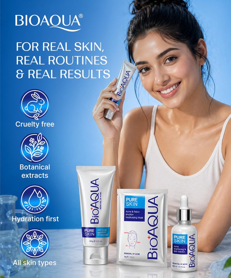 Bioaqua Skincare Kit - Facial Skin Care Sets & Kits with Face Cleanser, Sheet Masks, Essence Oil & Spot-Care Cream - Face Care Set for Women, 4-in-1