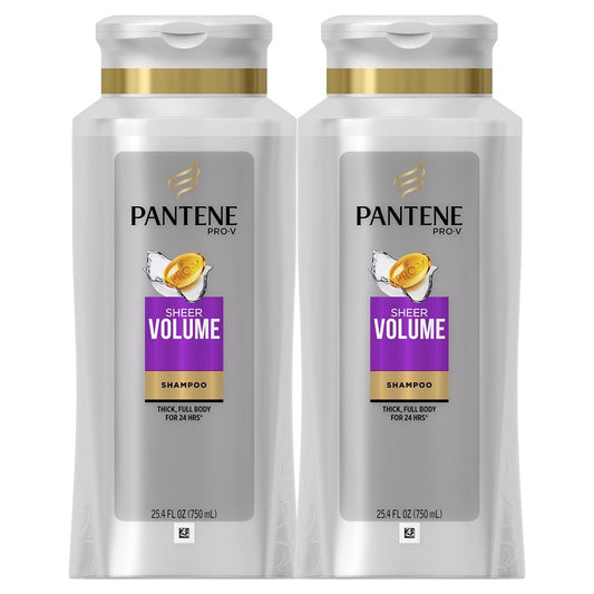 Pantene Volumizing Shampoo for Fine Hair, Sheer Volume 25.4 Fl Oz (Pack of 2)
