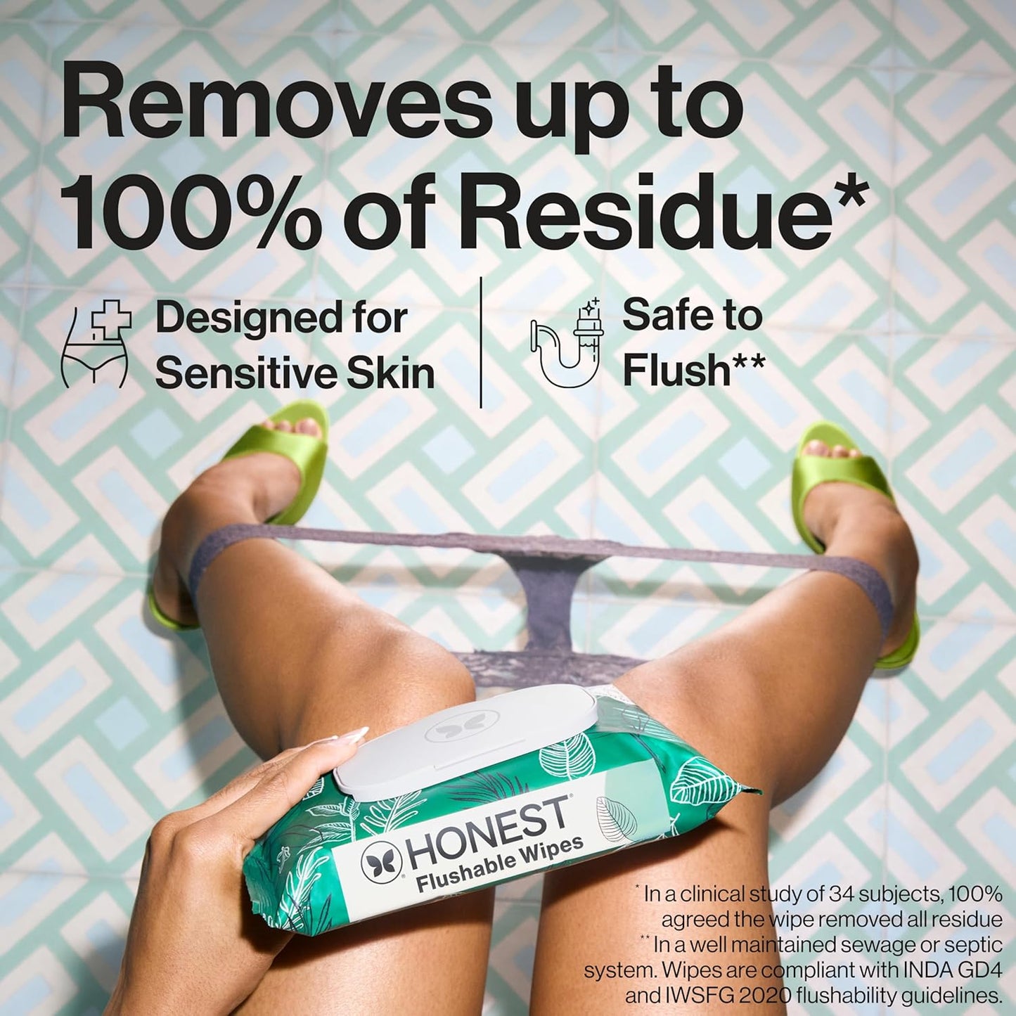 Hypoallergenic Flushable Wipes for Sensitive Skin - Tropical Leaves | 126 Count