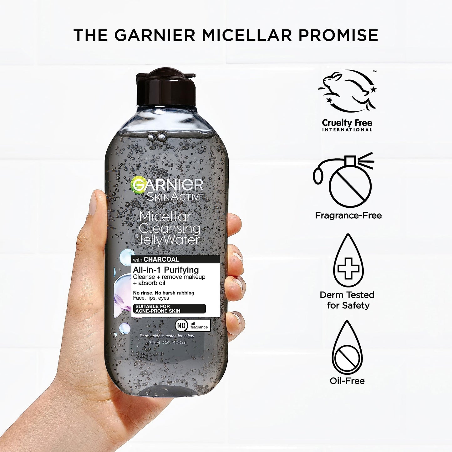 Garnier Skinactive Micellar Cleansing Jelly Water with Charcoal Purifying All in One Water, 2 Pack