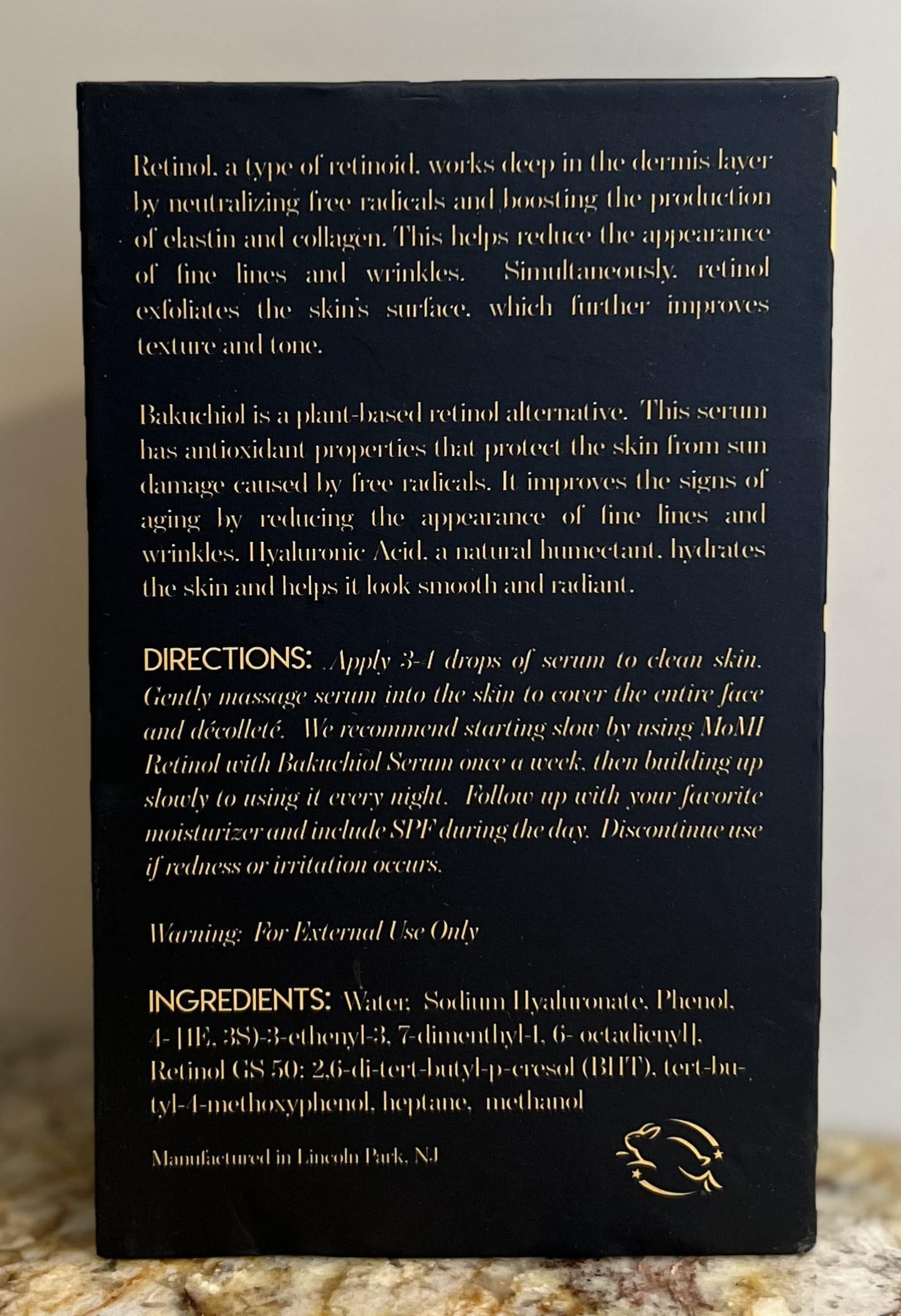 MōMI Retinol with Bakuchiol Serum, 1 oz, Anti-aging. For sensitive skin. Reduces fine lines and wrinkles. Contains, Retinol GS50, HA, and Bakuchiol