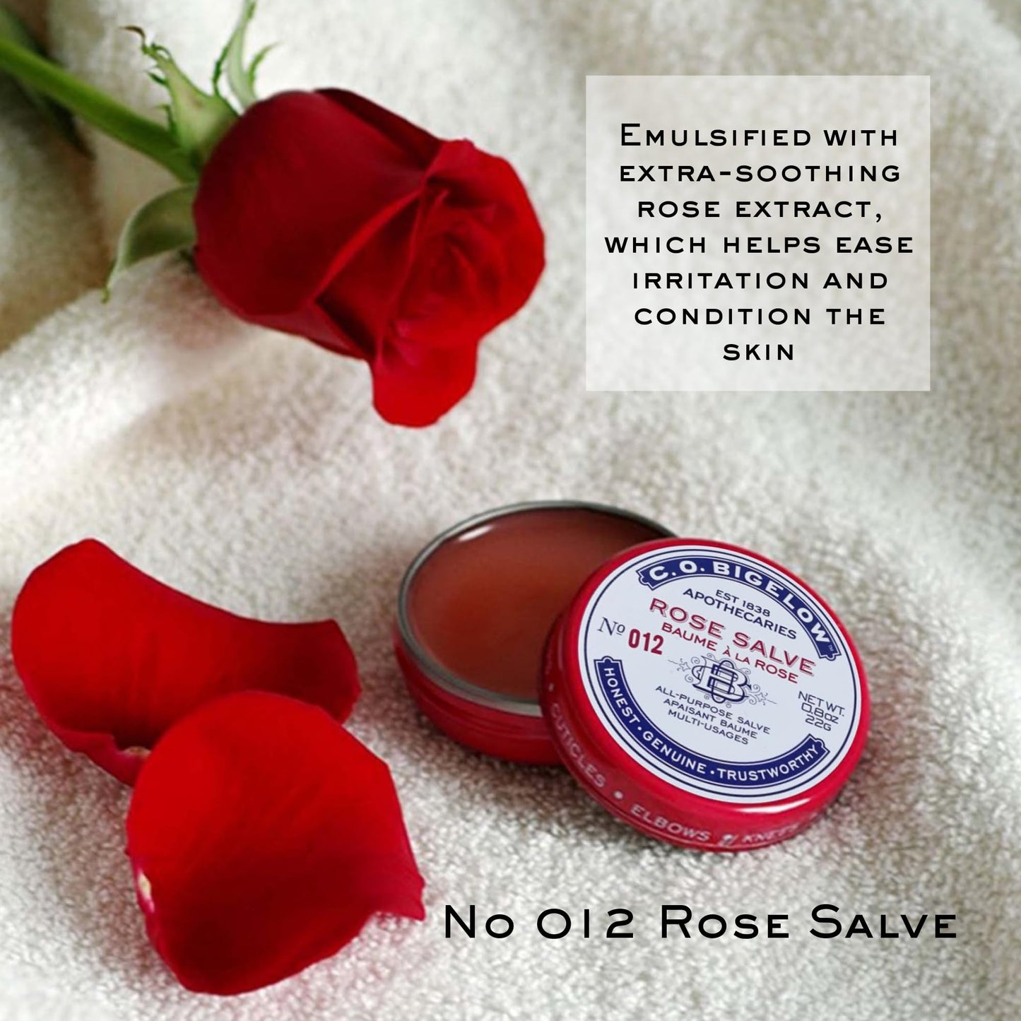 C.O. Bigelow Rose Salve Tins, Pack of 3 Lip Balm Tins, All Purpose Salve for Lips, Cuticles, Hands & Dry Skin, Lip Balm Set, 0.8 oz