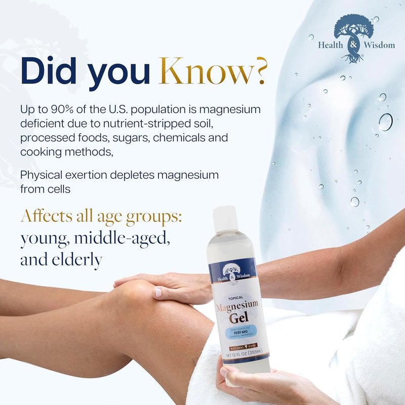 Pure Magnesium Gel for Muscle & Joint Relief - Natural Seaweed Extract for Skin & Scalp Moisturizing - 12 Fl Oz